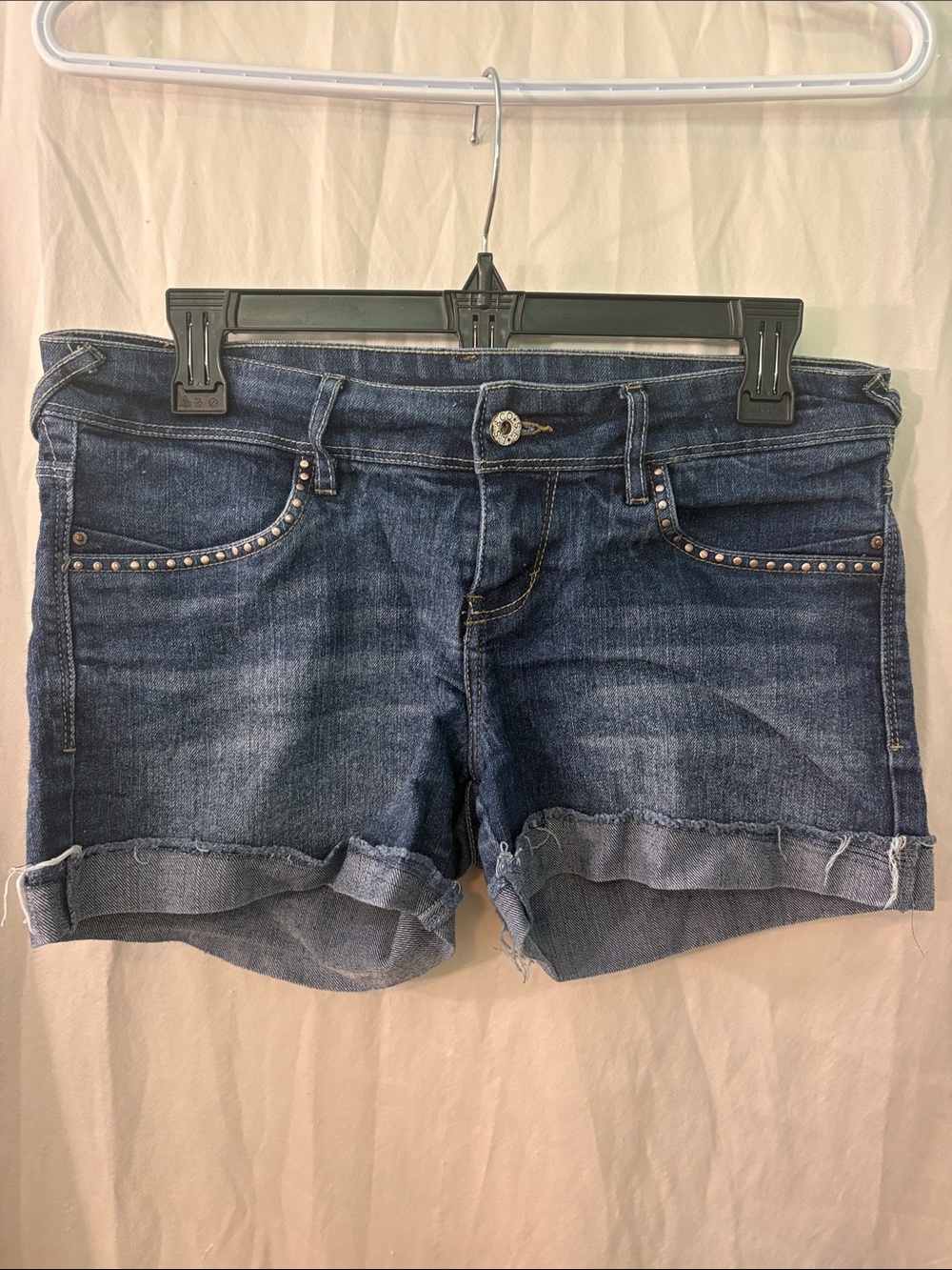 Levi's Dark Blue Studded Cuffed Denim Shorts